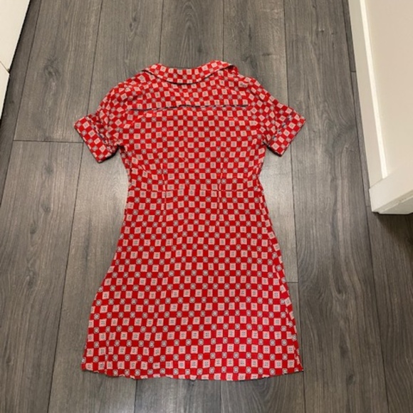 Sandro Red Geometric Print Silk Mini Dress Size 4 - Picture 12 of 15